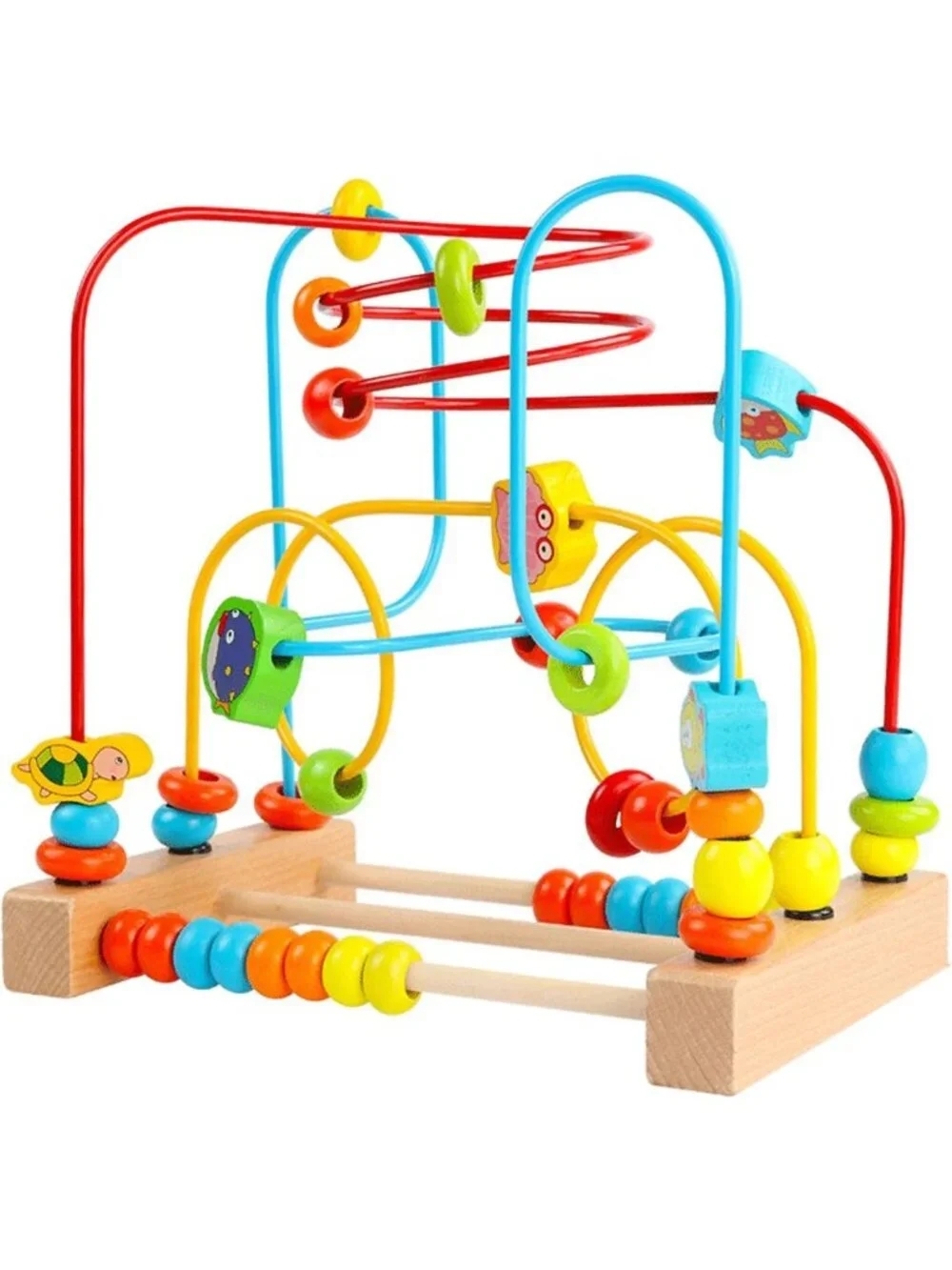 Wooden Bead Maze Roller Coaster Toy - Educational Circle Activity for Toddlers